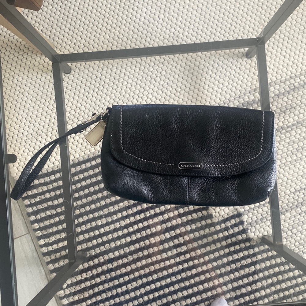 Coach black wristlet purse clutch